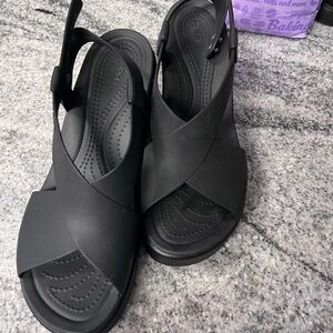 Black Croc wedge heels